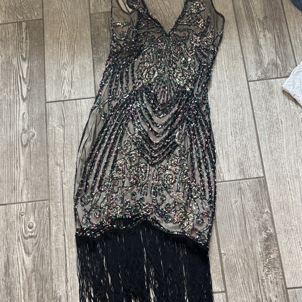 Flapper 1920s  Black Beaded Dress